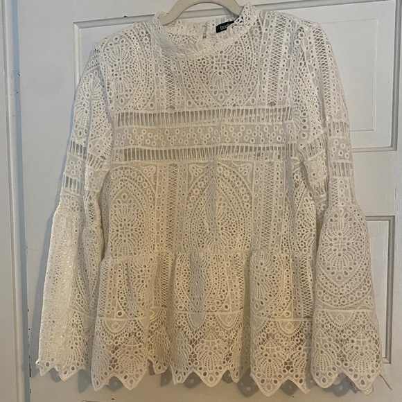 Boohoo Tops - Boohoo Cream Crochet Lace Peplum Top
